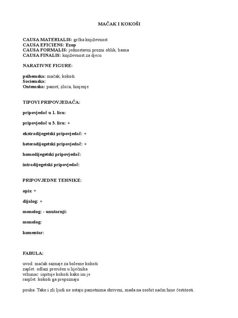 Macak I Kokosi Basne | PDF