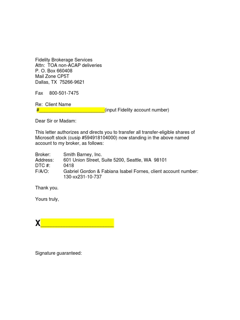 Fidelity Letter of Instruction Template | PDF | Business | Law