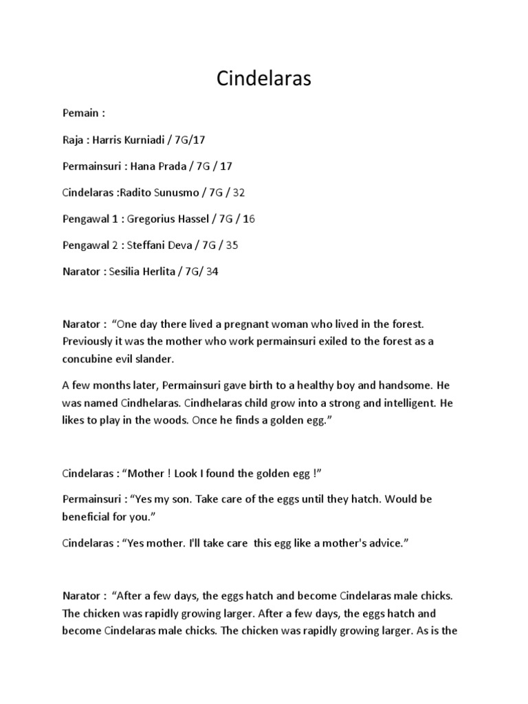 Naskah Drama Cindelaras Rooster Chicken Free 30day