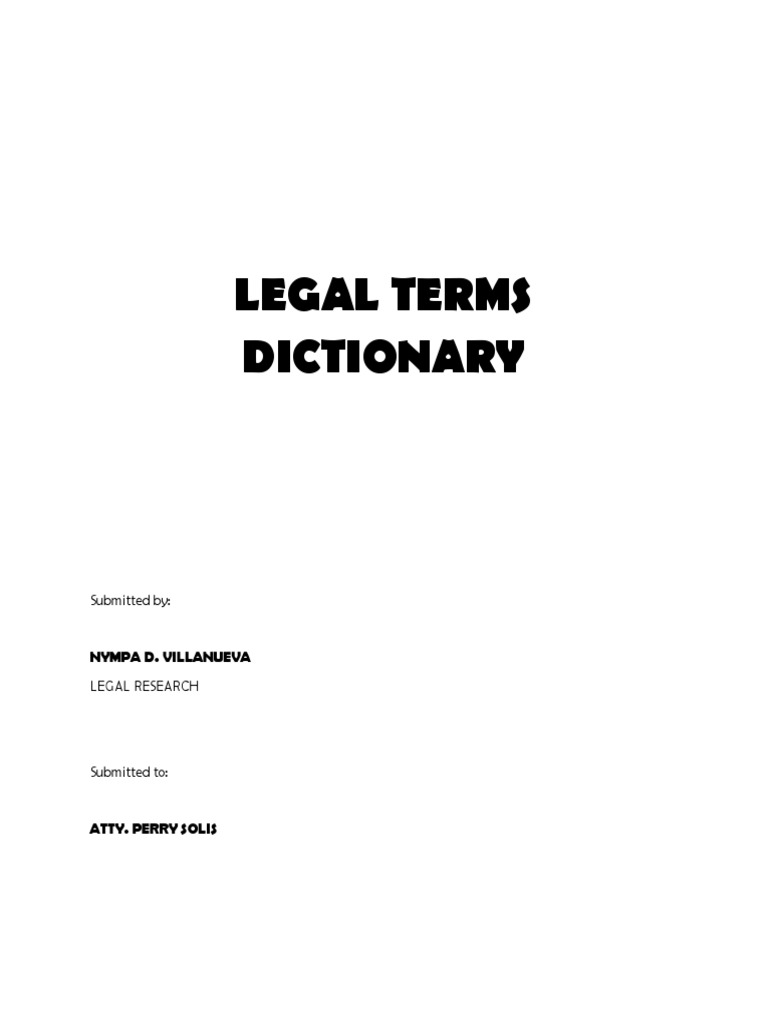 Legal Terms Dictionary PDF Judiciaries Burden Of Proof (Law)