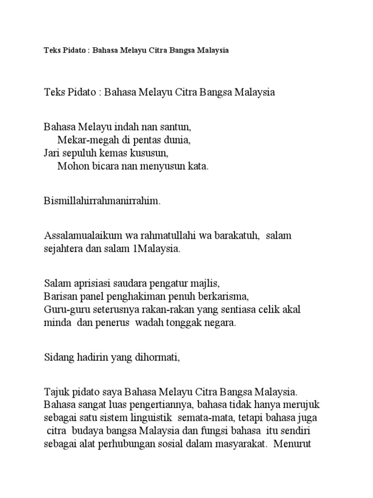 Teks Pidato Bahasa Melayu Citra Warna Malaysia