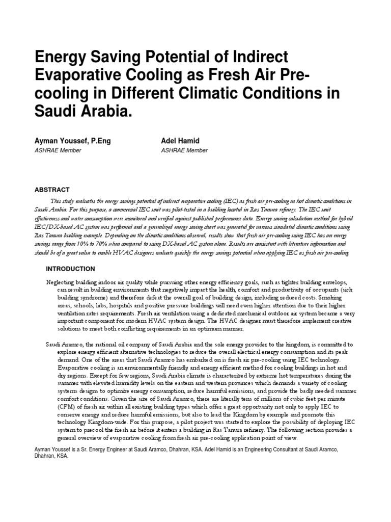 Energy Savings from Indirect Evaporative Cooling | PDF | Air ...