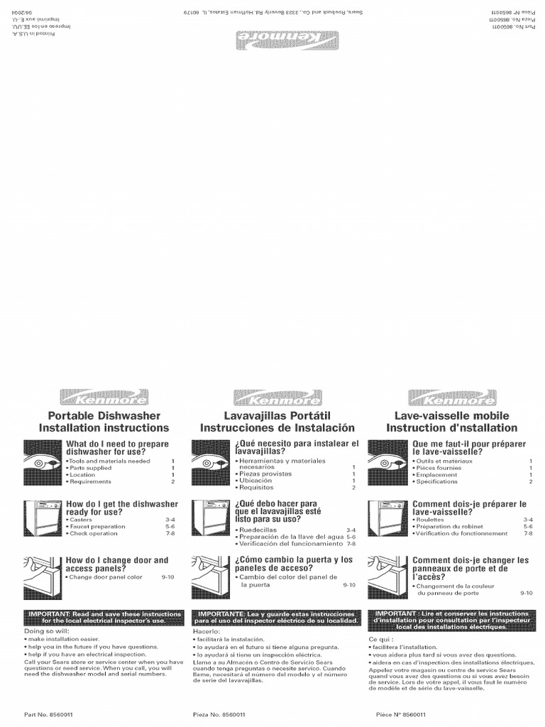 Kenmore 665 Dishwasher Manual Manufactured Goods Building Engineering