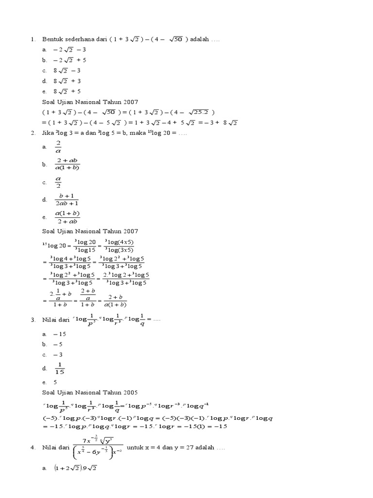 soal matematika Pembahasan Eksponen &amp; logaritma