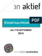 Anton Aktief - Kwartaalprogramma Juli TM September 2014