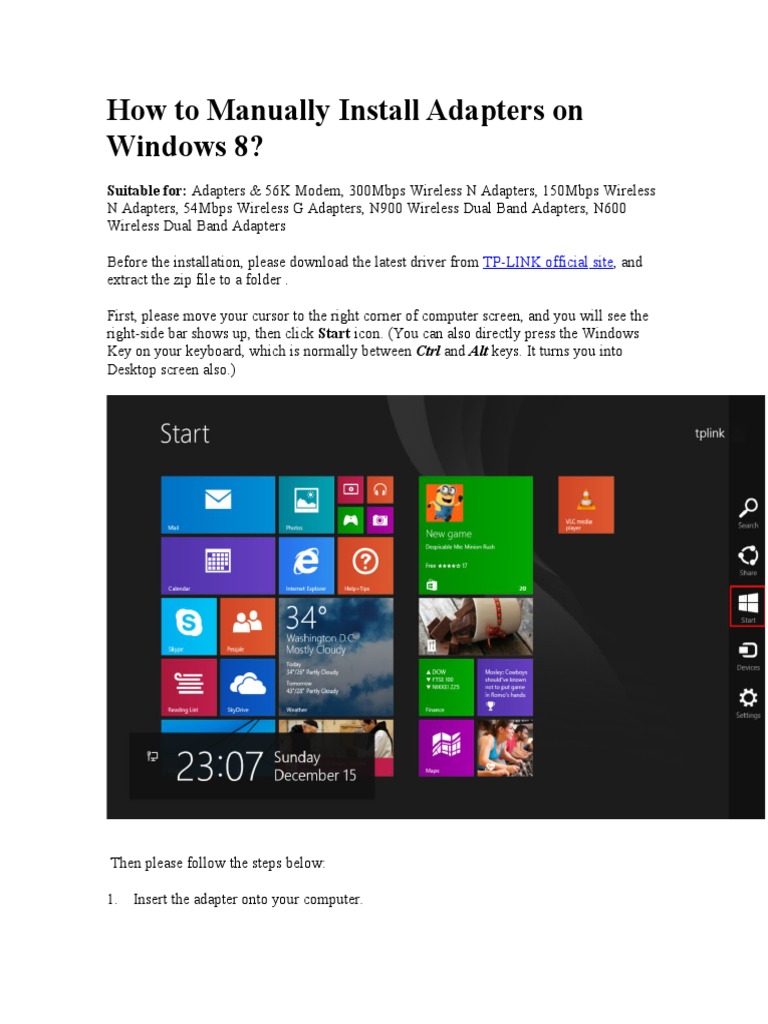 How To Manually Install Adapters On Windows 8 | PDF | Games ...