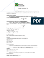 Equações e Funções do 2o Grau