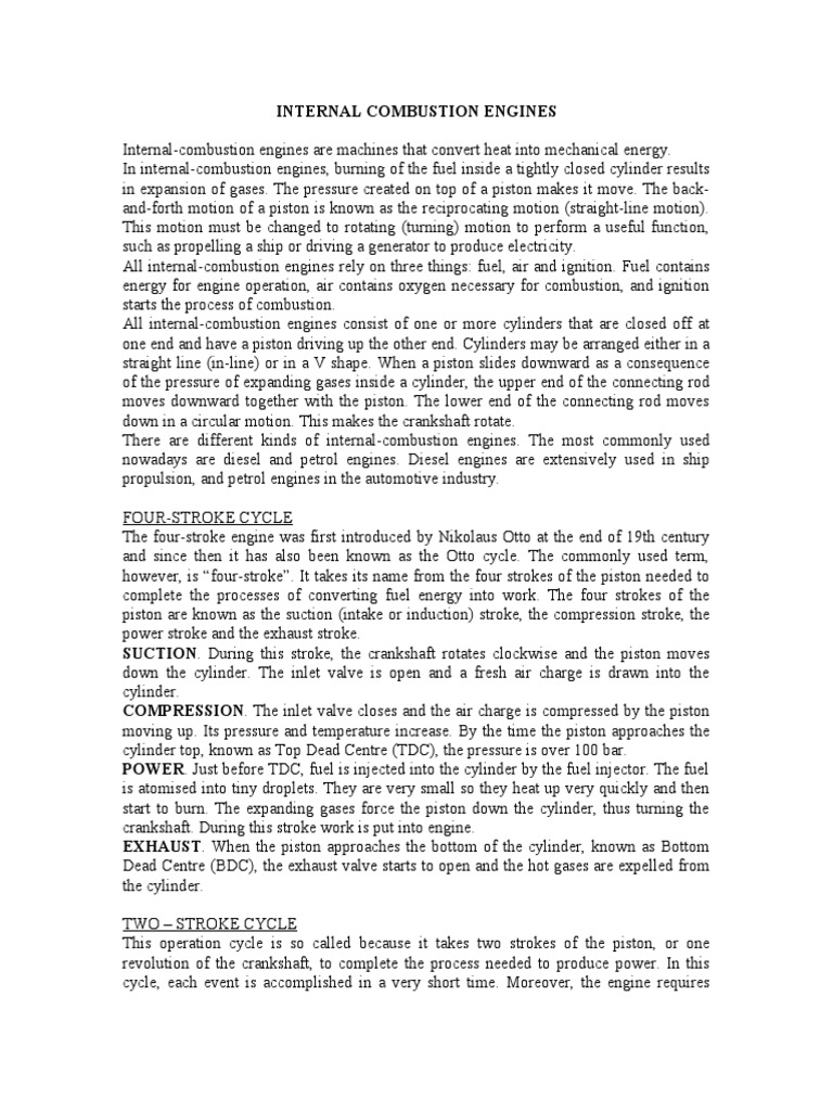 Internal Combustion Engine Overview | PDF | Internal Combustion Engine ...