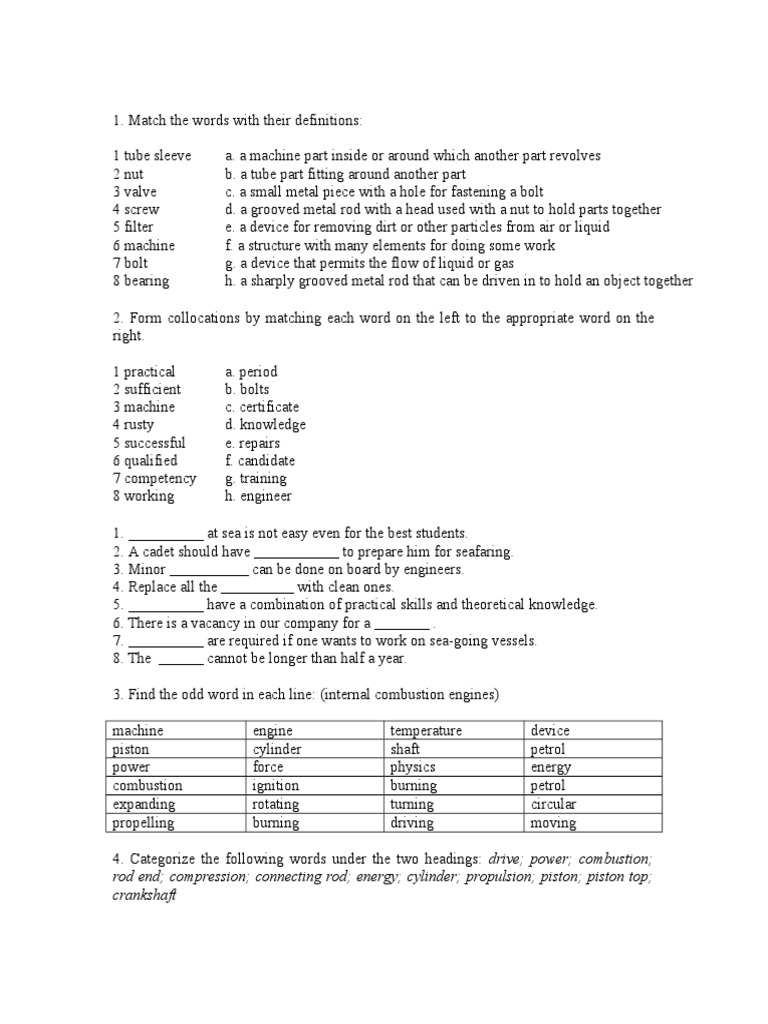 Engineering Vocabulary and Definitions Guide | PDF | Internal ...