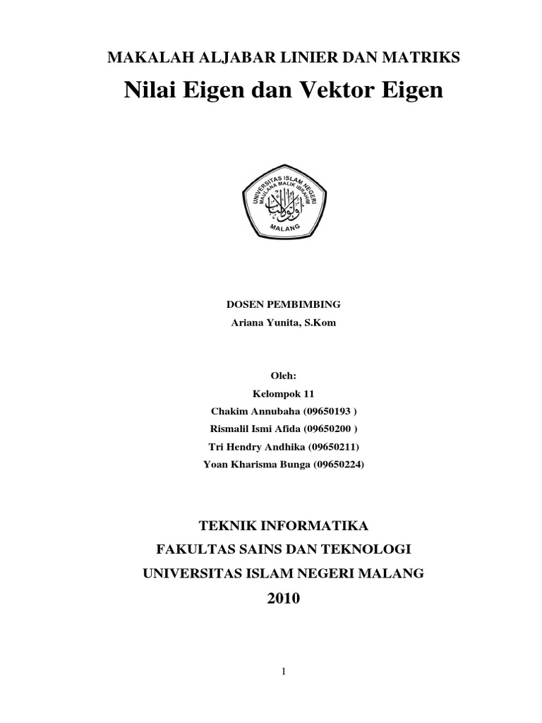Nilai Eigen | PDF | Metode & Bahan Ajar