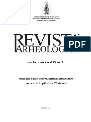 Revista Arheologică Sn Vol Ix Nr 1 2013