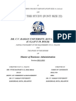 Title of The Study (Font Size 22) : Dr. C.V. Raman University, Kota, Bilaspur (C.G.) (F.S 19, BOLD)