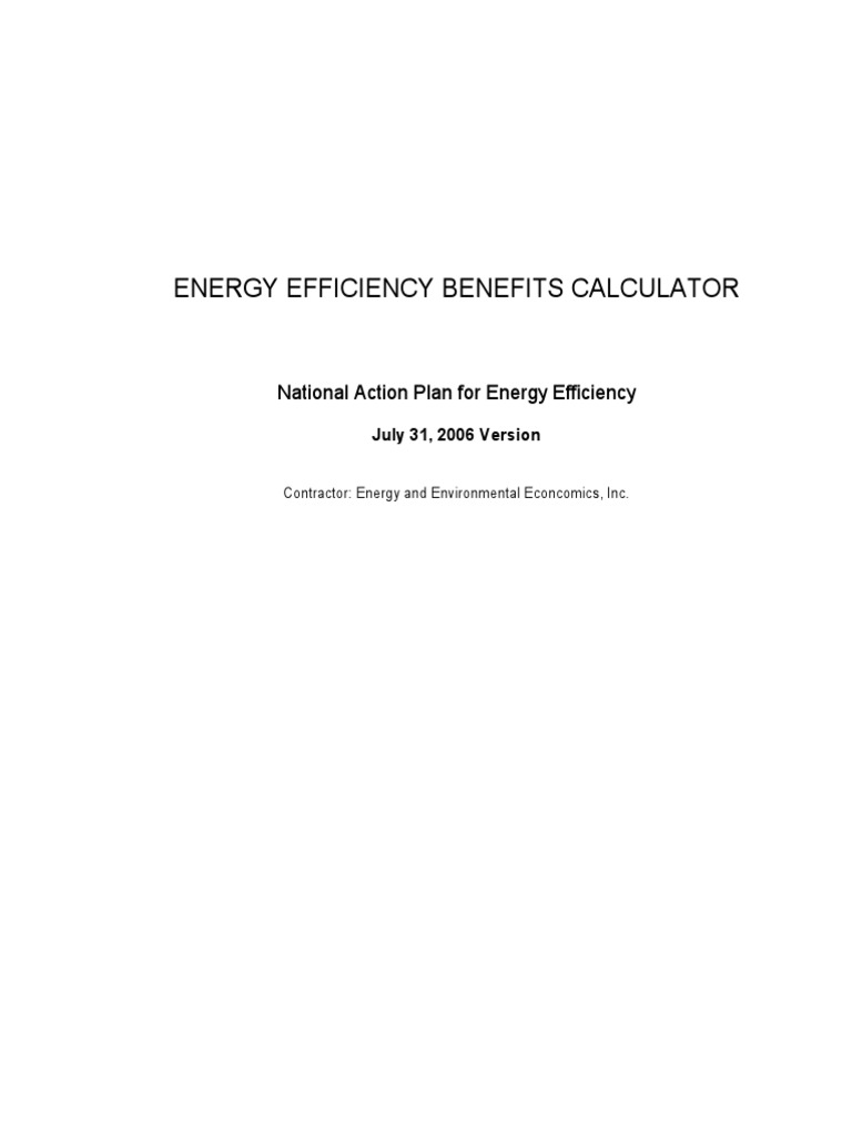 Benefits Calculator PDF Kilowatt Hour Efficient Energy Use