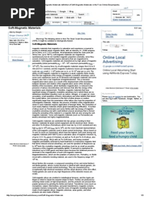 Soft-Magnetic Materials Definition of Soft-Magnetic Materials in the Free Online Encyclopedia