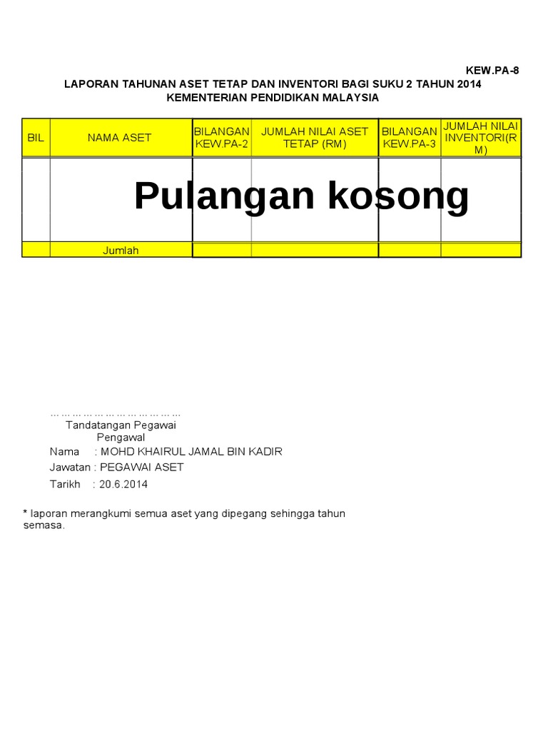 8.KEW - PA-8 (Laporan Tahunan Harta Modal Inventori)  PDF