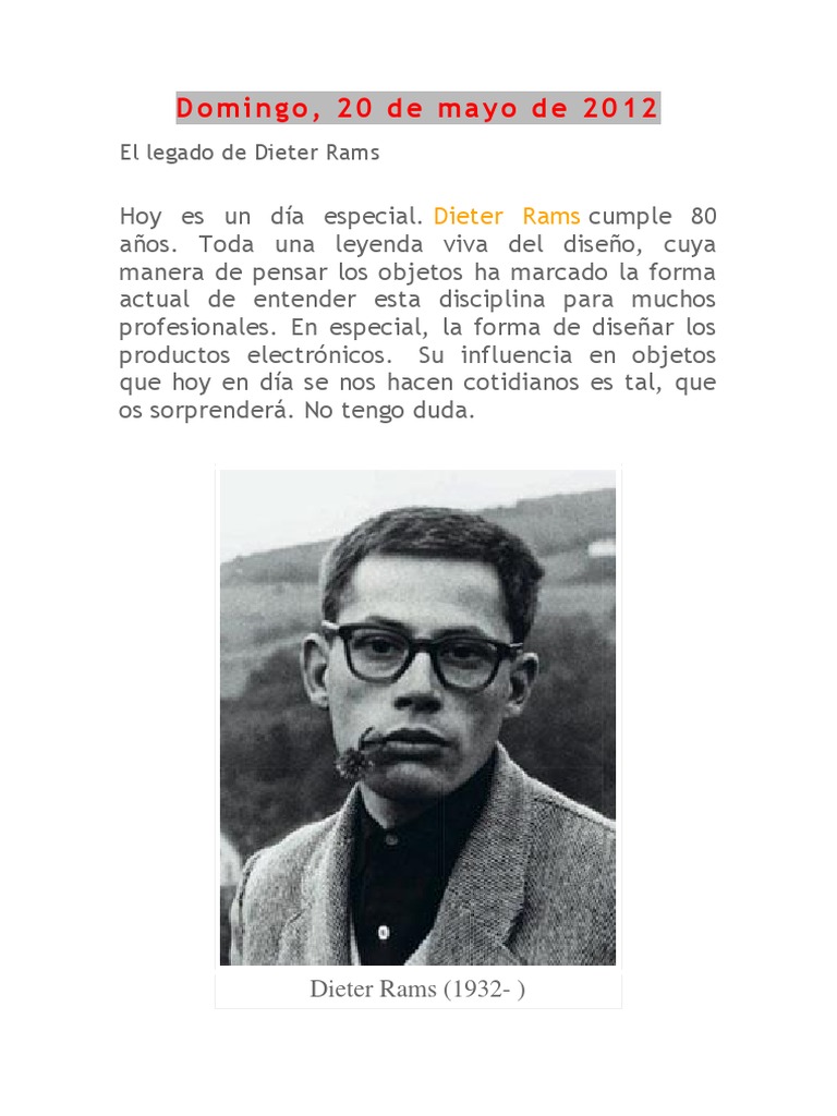 Los diez principios del buen diseño según Dieter Rams | PDF | Science ...