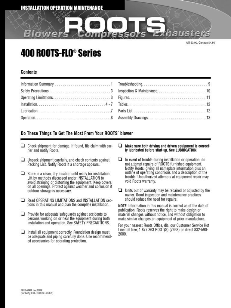 Manual Dresser Brochure Of Root Blower Motor Oil Belt Mechanical