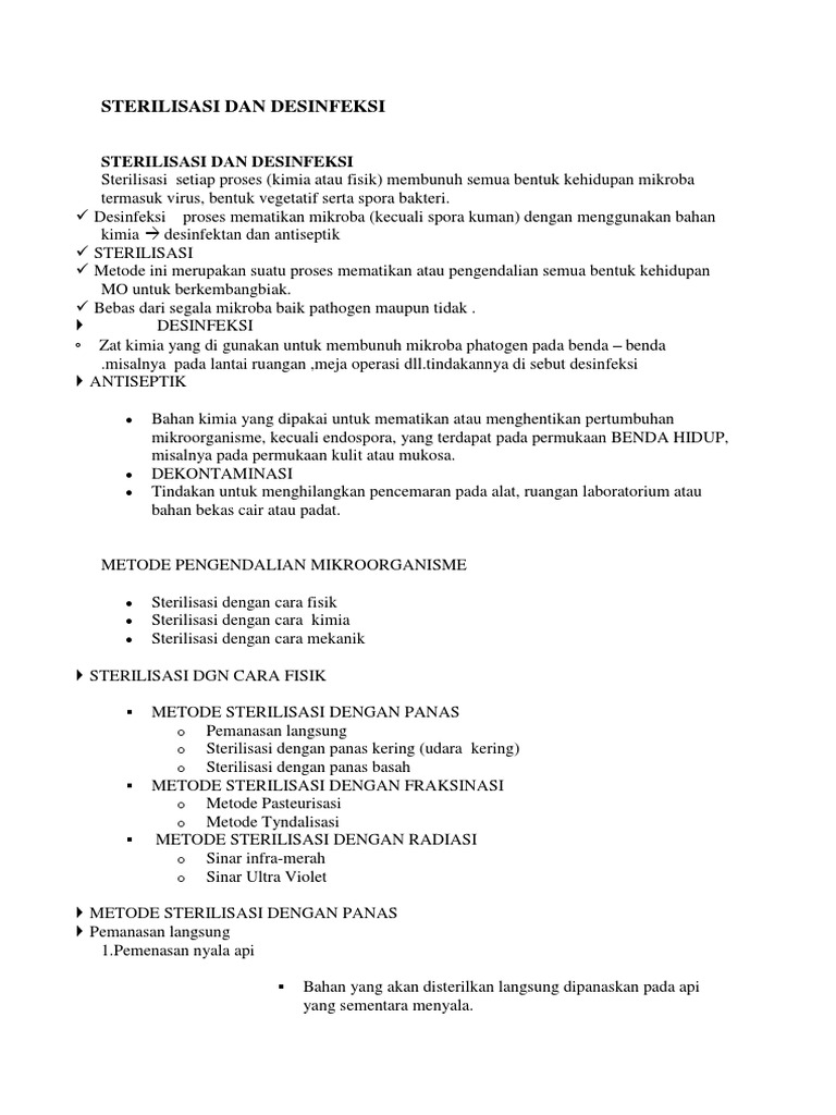 Sterilisasi Dan Desinfeksi | PDF