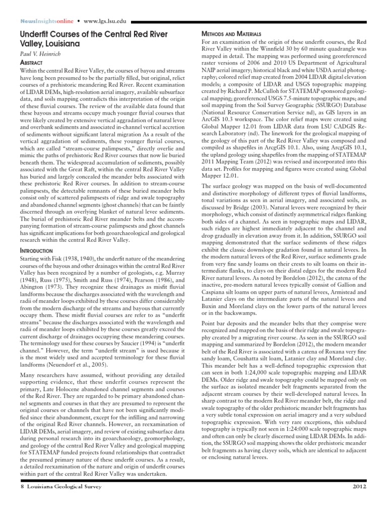 Underfit Streams in Central Red River Valley | PDF | Stream | River