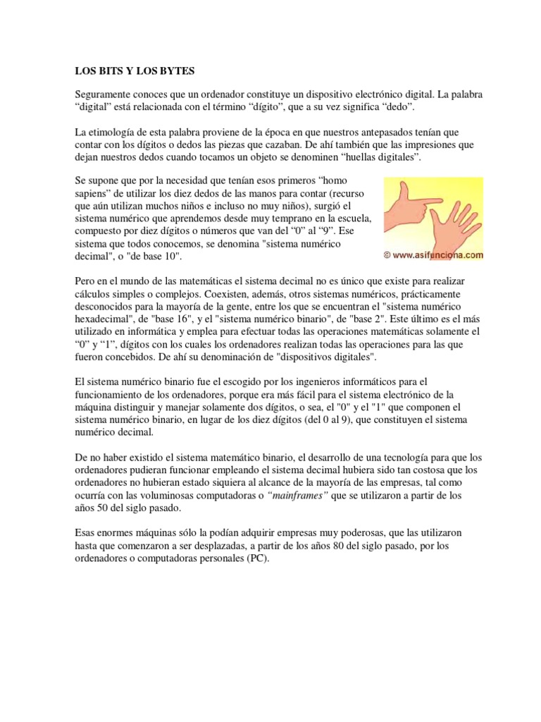 Los Bits y Los Bytes | PDF | Poco | Byte