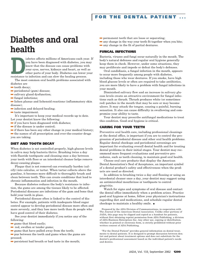 Diabetes and Oral Health | PDF | Oral Hygiene | Dentistry