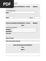 FICHA DE AVALIAÇÃO DE MATEMÁTICA (Operações com números racionais2)