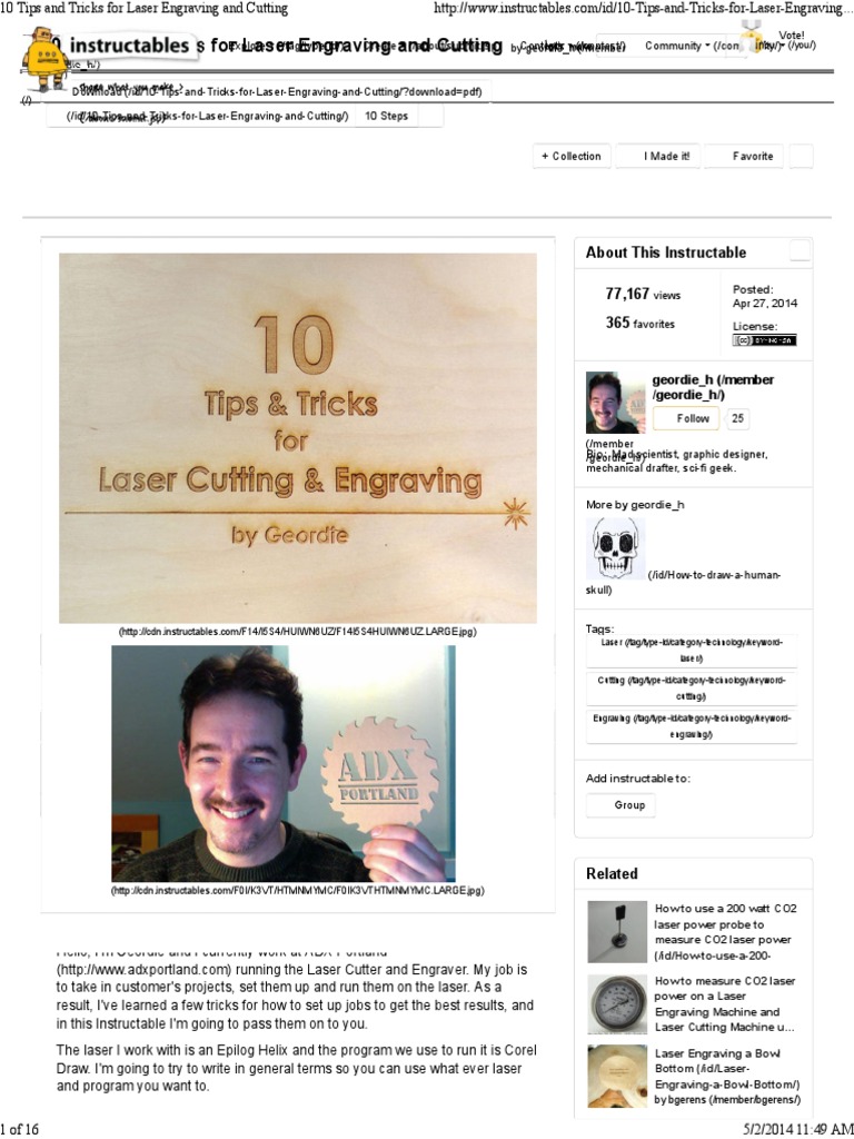 10 Tips and Tricks For Laser Engraving and Cutting | PDF | Wood Veneer ...