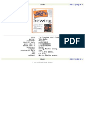 The Complete Idiot's Guide To Sewing, PDF, Sewing