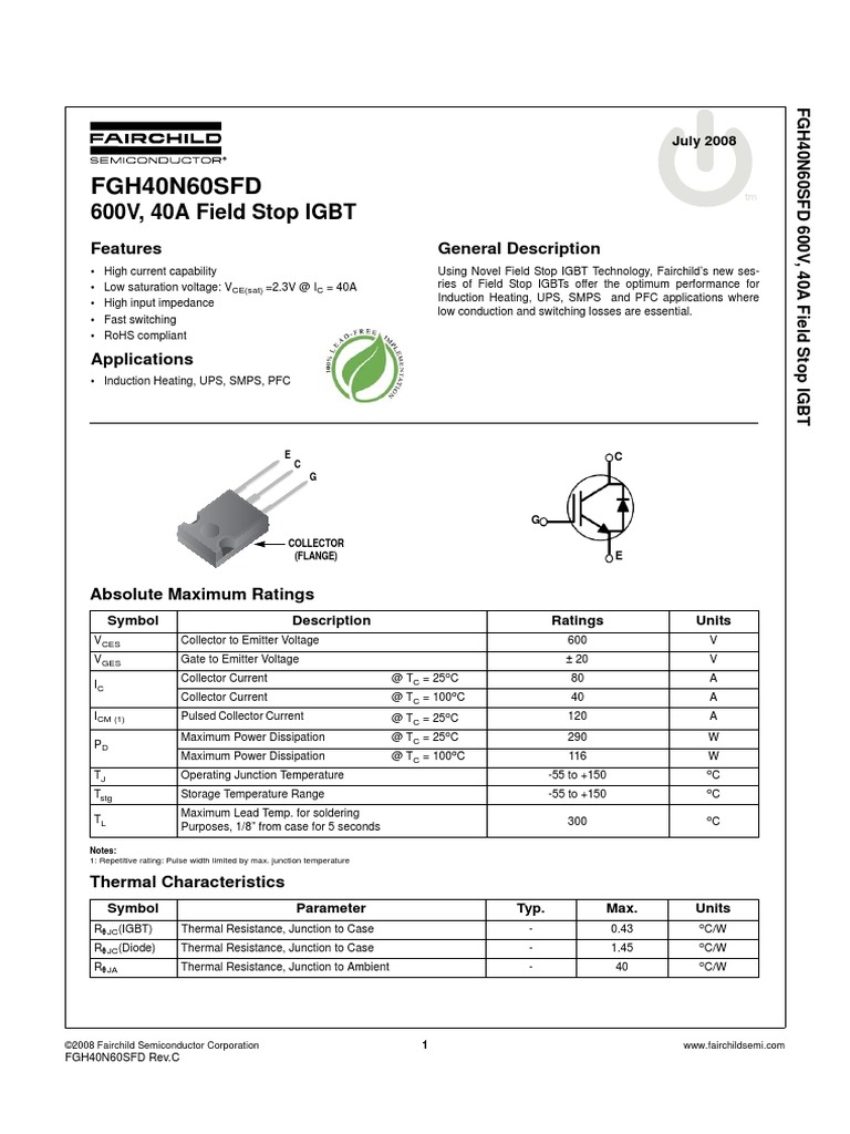 FGH40N60 | Electrical Engineering | Electromagnetism | Free 30-day ...