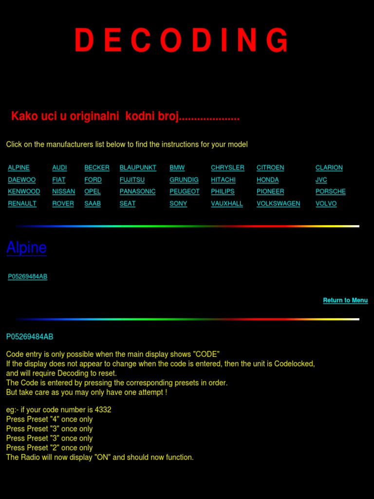 Honda Car Radio Code Instructions | PDF | Business