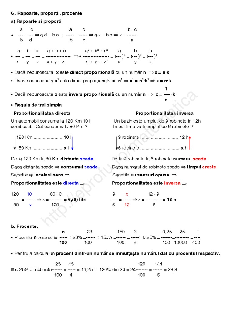 Proportii Procente Teorie | PDF