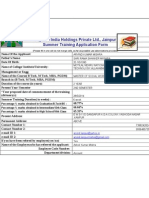 Pepsico India Holdings Private LTD., Jainpur Summer Training Application Form