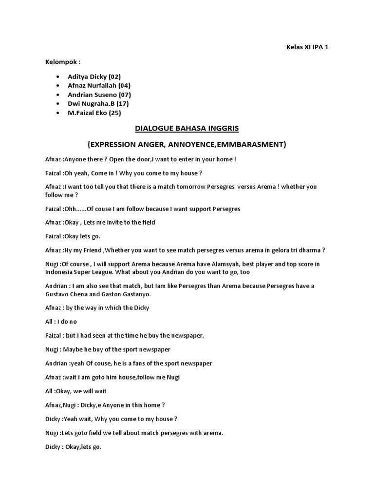 Dialogue Bahasa Inggris | Download Free PDF | Leisure