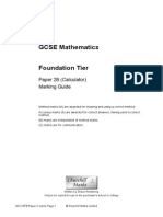 2012 Edexcel Foundation B Paper 2 Mark Scheme