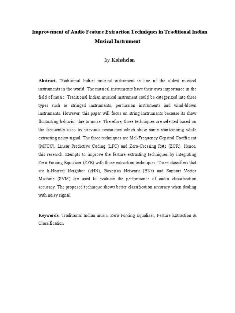 Enhancing Audio Feature Extraction in Indian Music | PDF