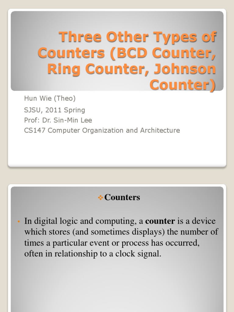 Three Other Types of Counters (BCD Counter, Ring Counter, Johnson ...