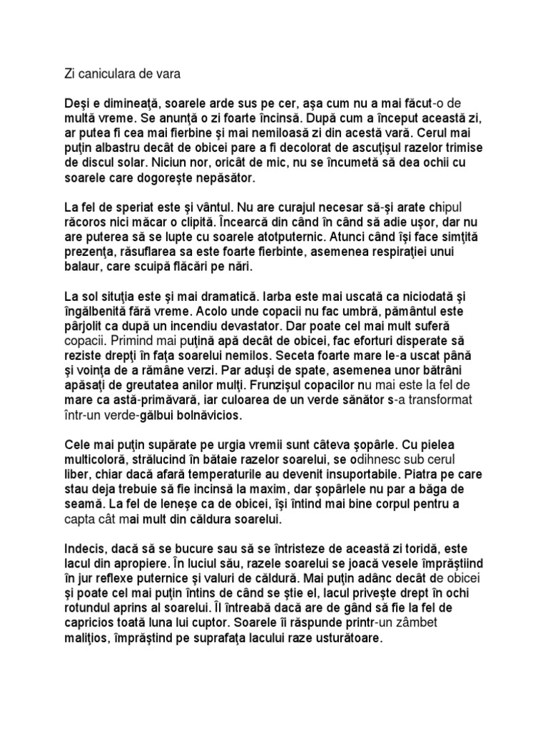 Compunere In Franceza Despre Vacanta De Vara Compunere Vara | PDF