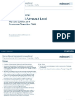 Pearson Edexcel International Advanced Level, May–June Summer 2014 Examination Timetable - FINAL
