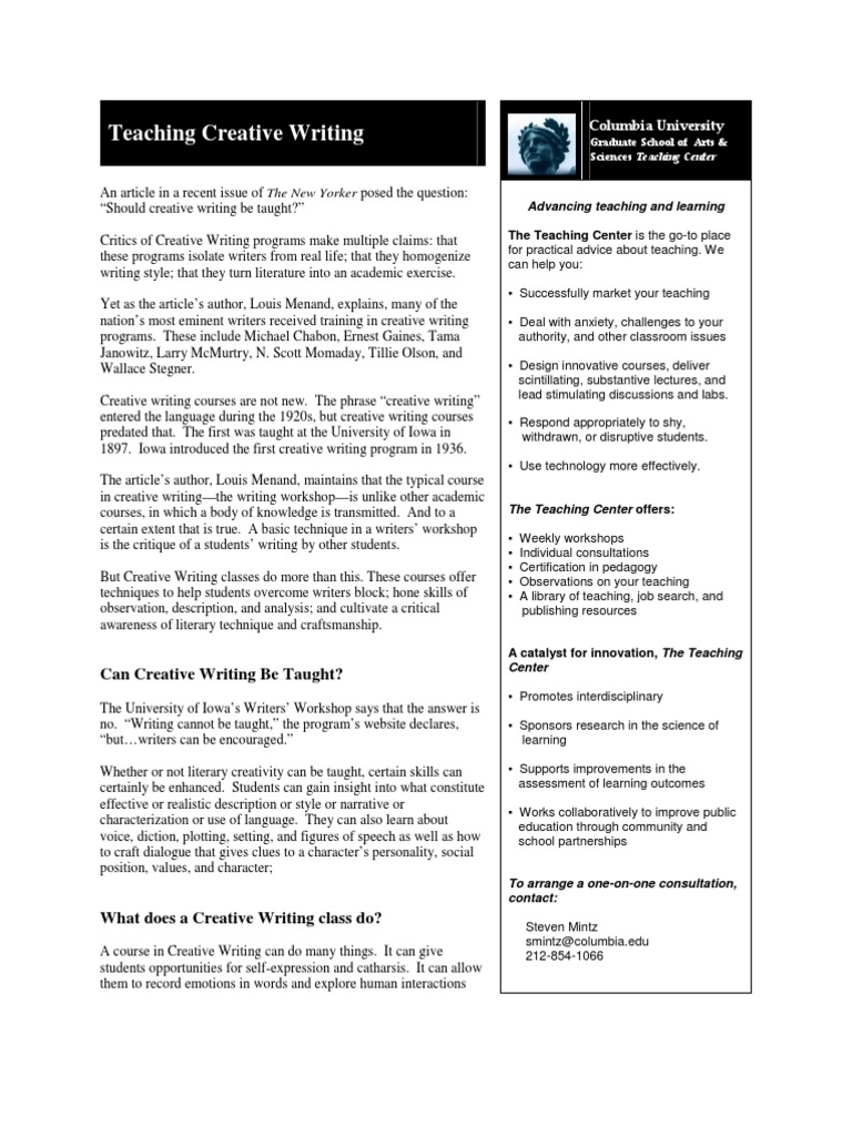 Creative Writing: Can It Be Taught? | PDF | Social Science