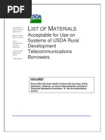 USDA RUS - List of Materials For Use by USDA Rural Development Telecom Borrowers 10-16-2009