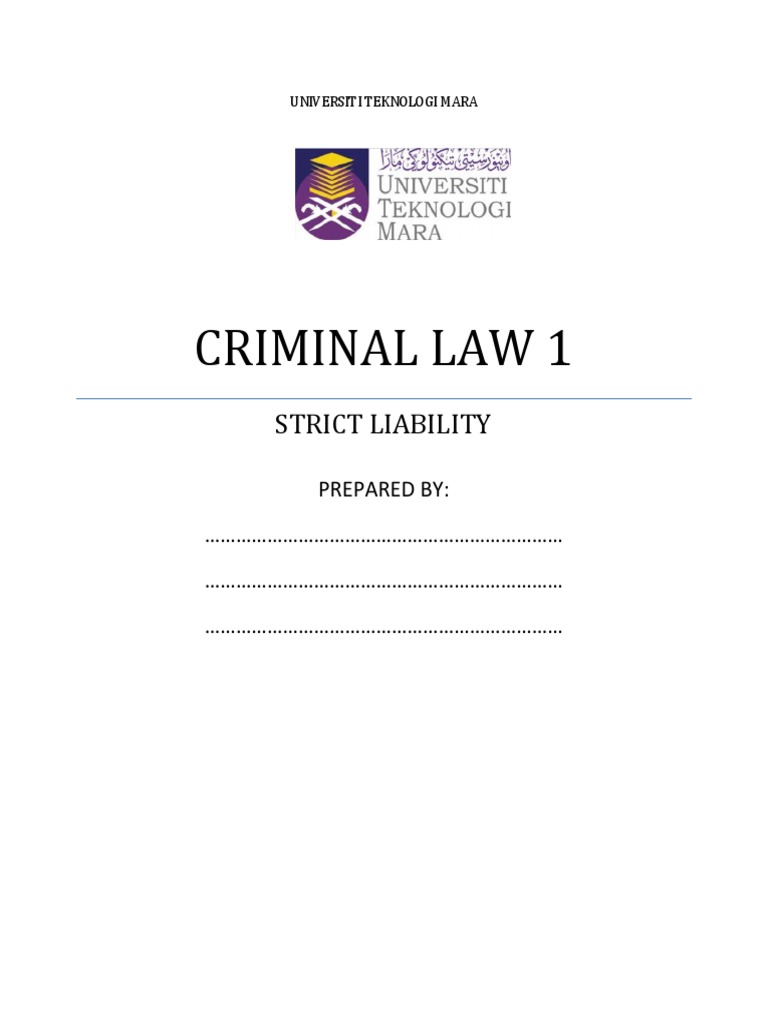 Criminal Law 1 (Strict Liability) | PDF | Mens Rea | Strict Liability