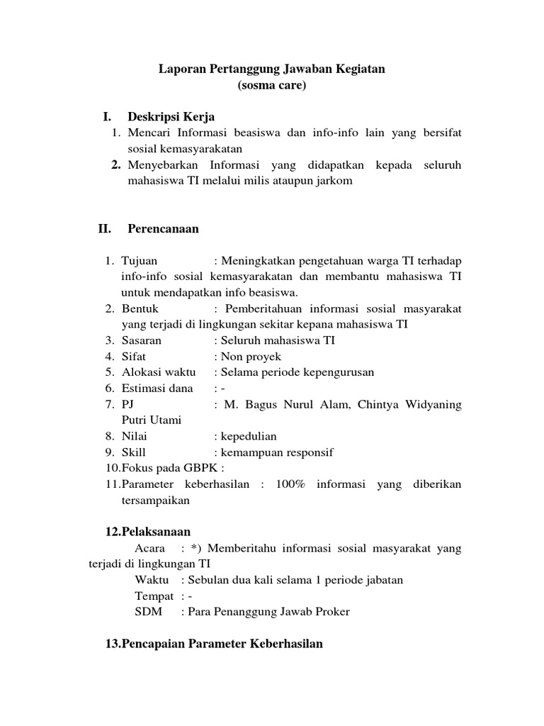 Laporan Pertanggung Jawaban Kegiatan