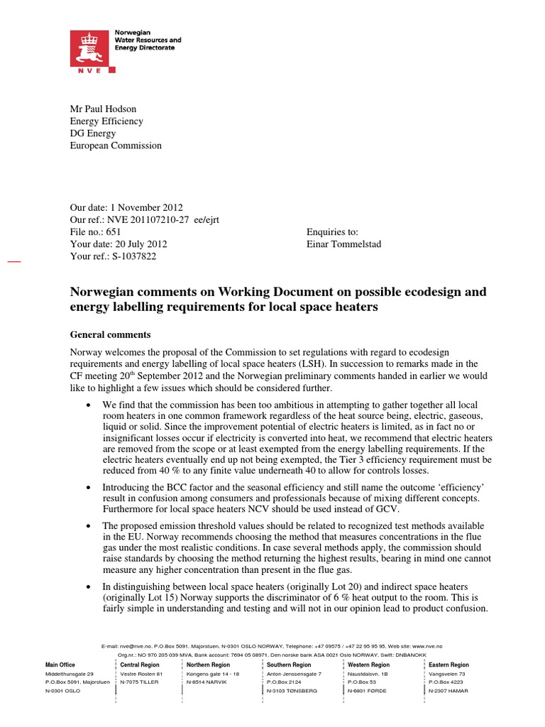 Norwegian Input on Local Heater Regulations | PDF | Stove | Air Pollution