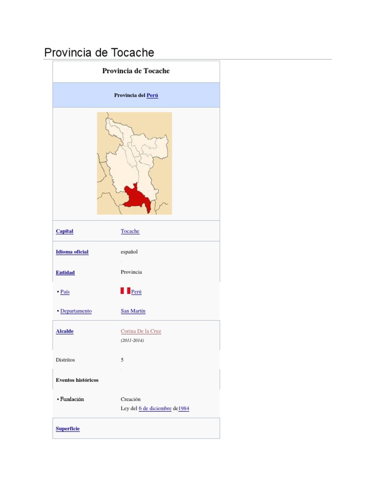 Provincia de Tocache Historia | PDF | Earth Sciences | Geomorfología