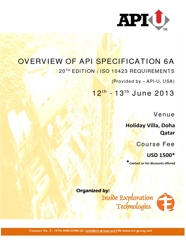 001A - API - U - 6A Brochure - Qatar | Specification (Technical ...