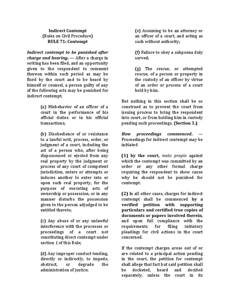 Indirect Contempt Rules in the Philippines | PDF | Contempt Of Court ...