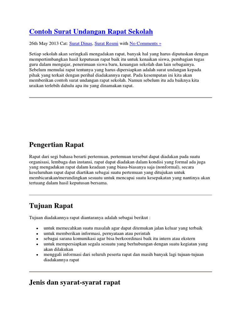 950 Contoh Undangan Rapat Sekolah Gratis Terbaik