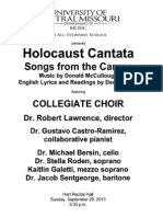 2013 Sept. 29 Soprano Soloist, Holocaust Cantata 