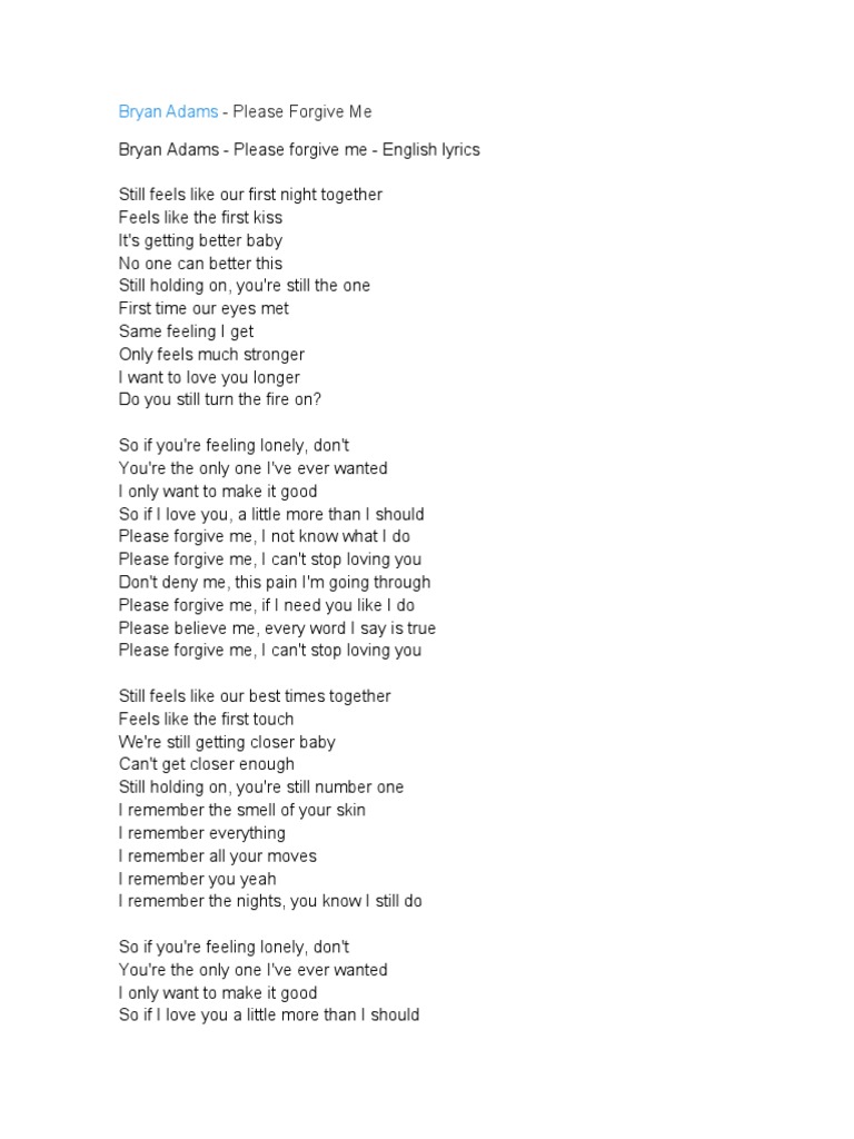 Bryan Adams Please Me Por Favor Perdóname