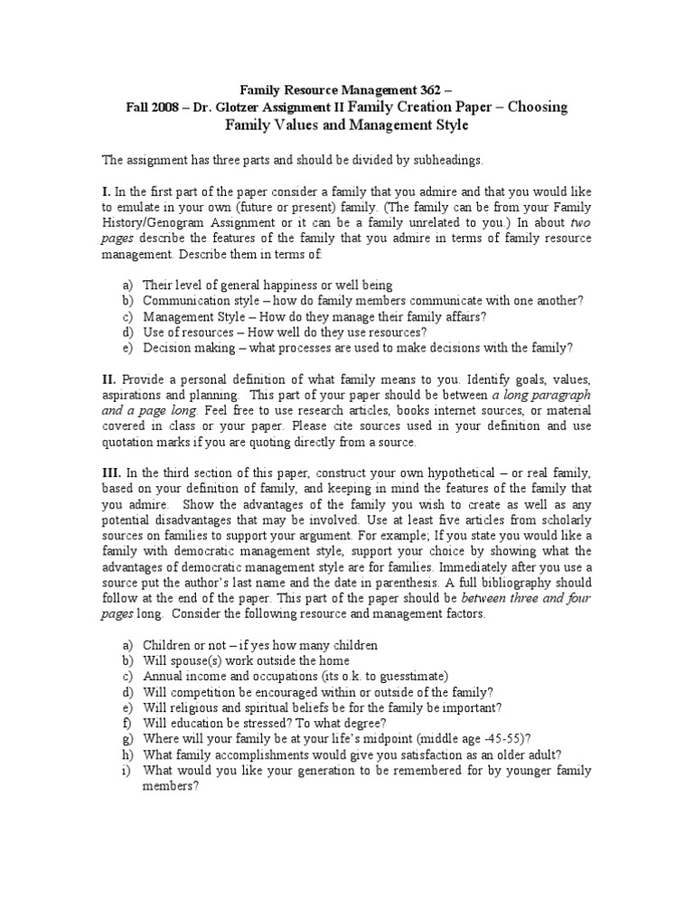 Family Values & Management Paper | PDF | Behavioural Sciences ...